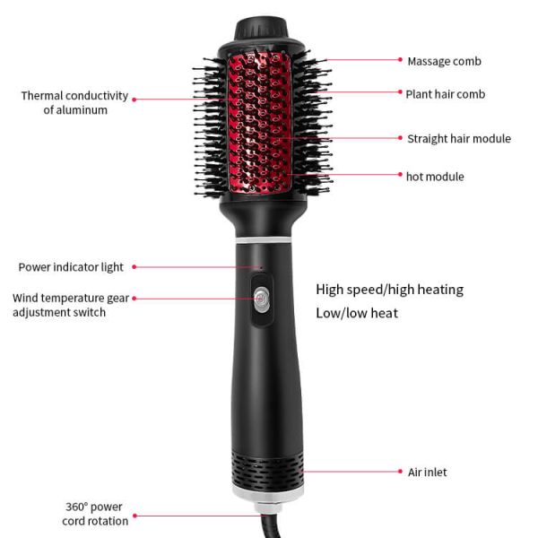 1000W 3 In1 Hair Dryer Brush , Hot Air Brush Ionic Hair Dryer Volumizer