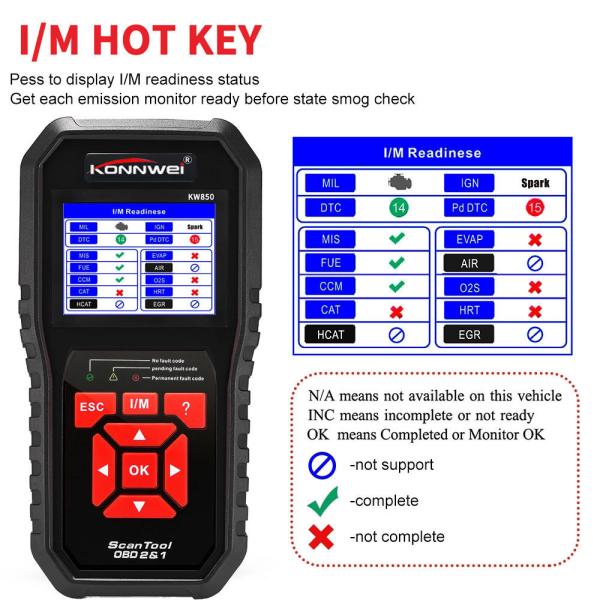 Ferramenta KW850 Kia Fiat Bentley Peugeot Mercedes Obd2 da varredura de Konnwei do verificador da bateria