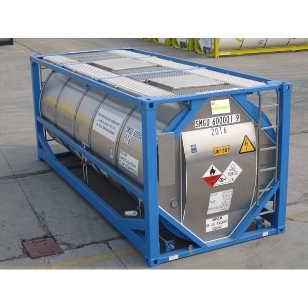 Un T14 PE PTFE Rubber Lining 20FT ISO Tank Container for Concentrated Sulfuric Acid and Hydrochloric Acid S