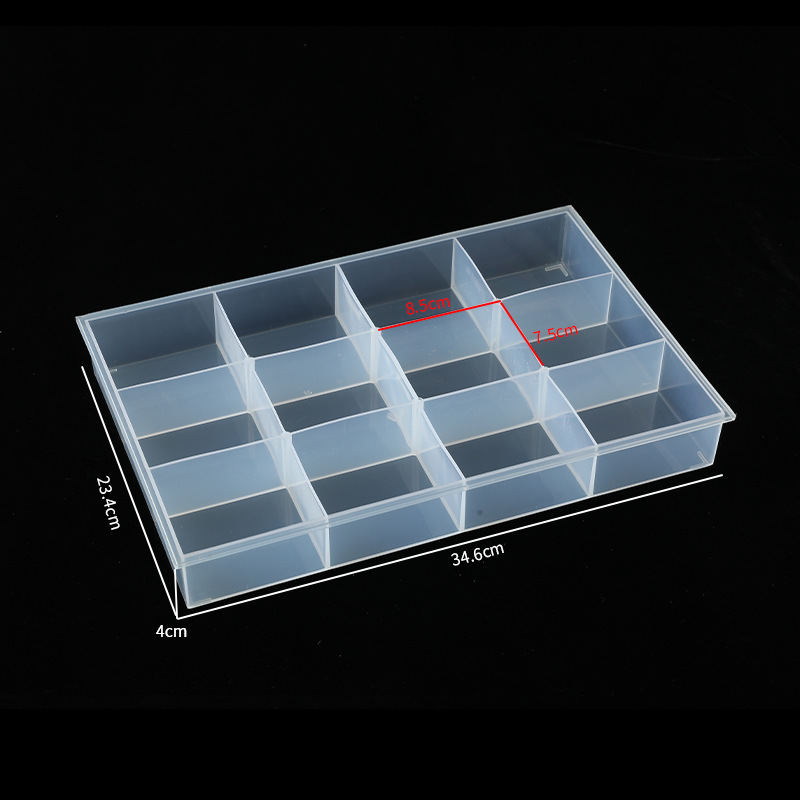 Factory Direct Modern Design 12-Grids Transparent PP Storage Box Bead Jewelry Display Case with Fixed Cover Injection Technics