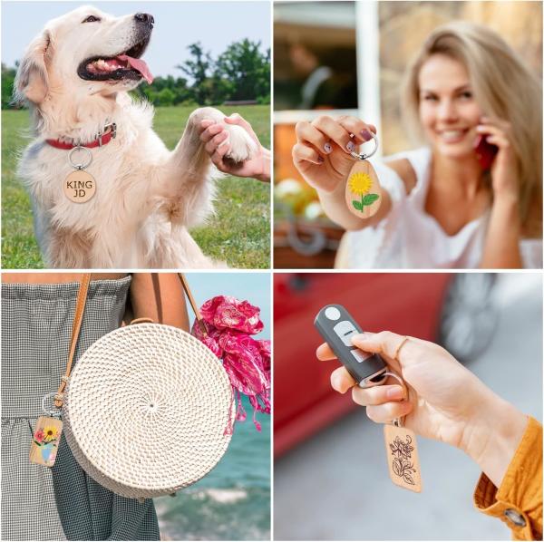 Ecofriendly Custom Shape Engraving Logo Wooden Keyring Blank Wood Keychain