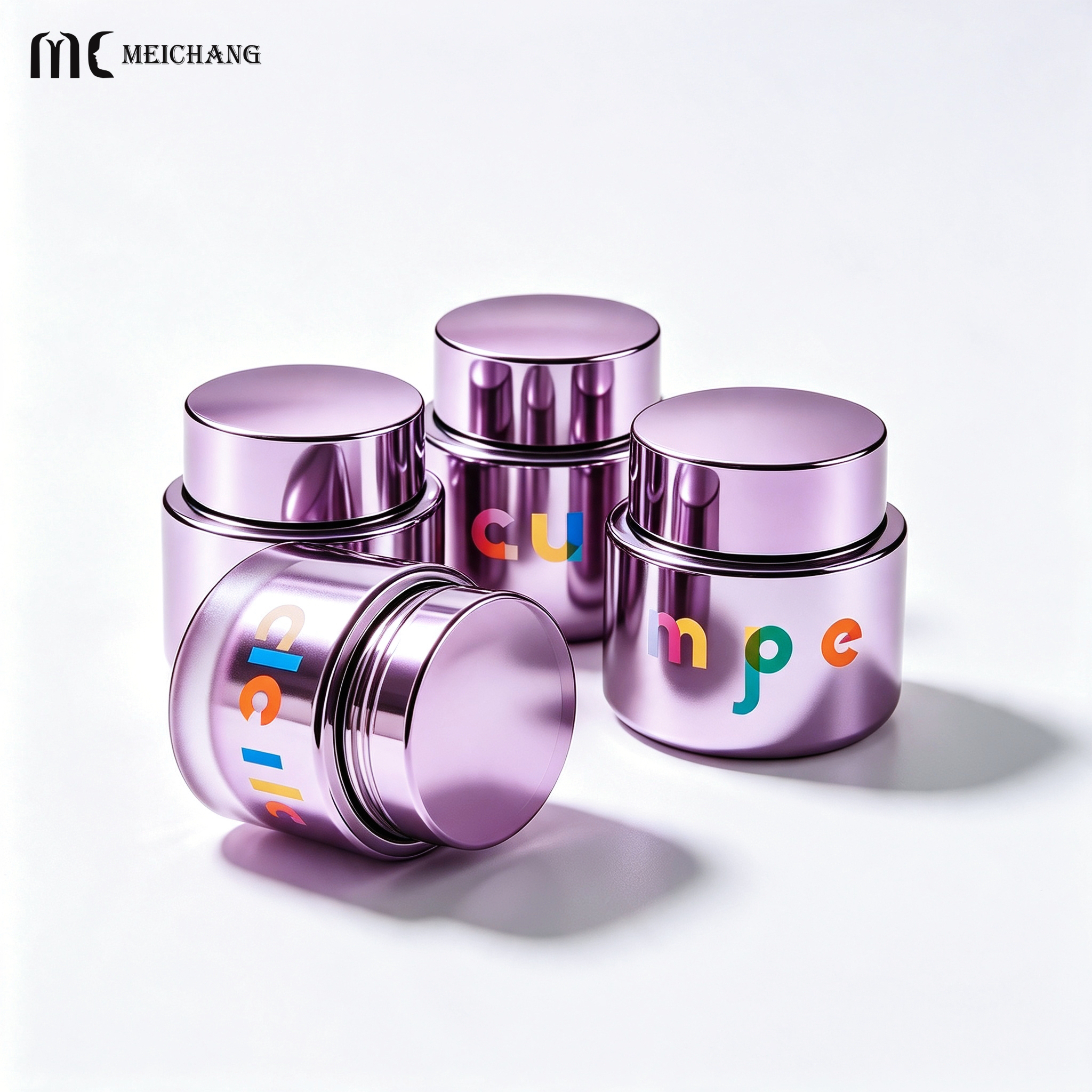 Custom Gradient Silver Electroplated Silk Screen Printed Frosted Glass Skincare Packaging Set with Multiple Dispensing Options
