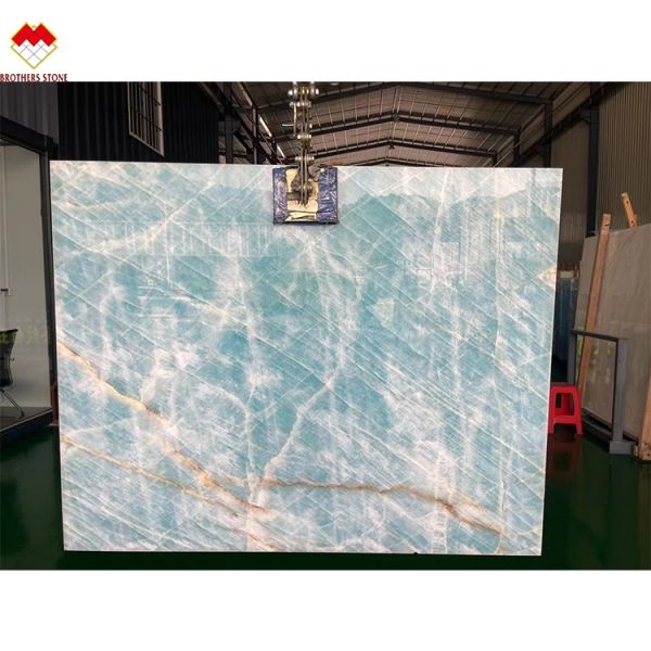 Modern Floor Revolution Translucent Blue Jade Onyx Stone Tiles for Wall and Floor