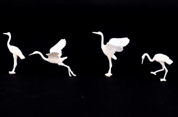 model white Red 1:50---crowned crane,1:20 model animal,unpainted model grus japone,G scale animals