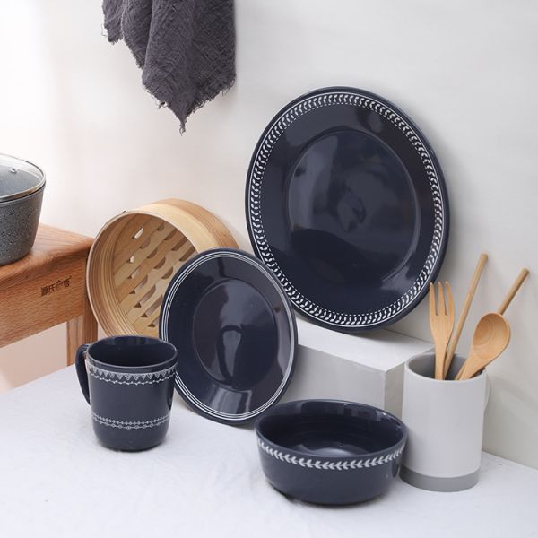 FDA LFGB Approval Coastal Ceramic Dinnerware Sets 4 Piece Dish Set