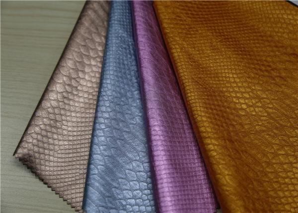 Pearlied Gold Fake Leather Fabric Classic Snake Skin Pattern Fire - Retardant