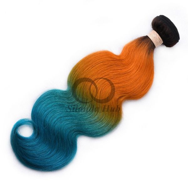 #T1B/Orange/Green Body Wave Remy Human Hair Bundles Sew In Weave Bundles Brazilian Bundle Deals