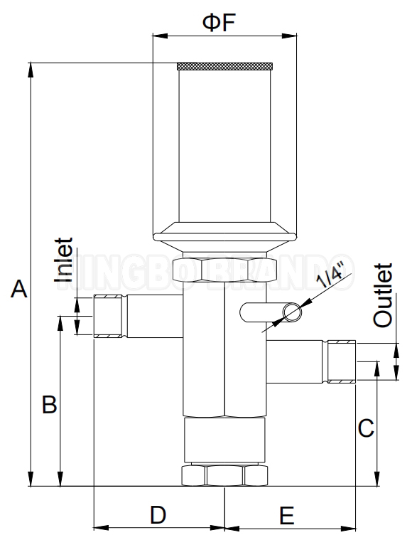 Dimension-logo ADRHE-6 Sporlan Type Discharge Hot Gas Bypass Valve ADRHE-6-0/80 ADRHE-6-0/30