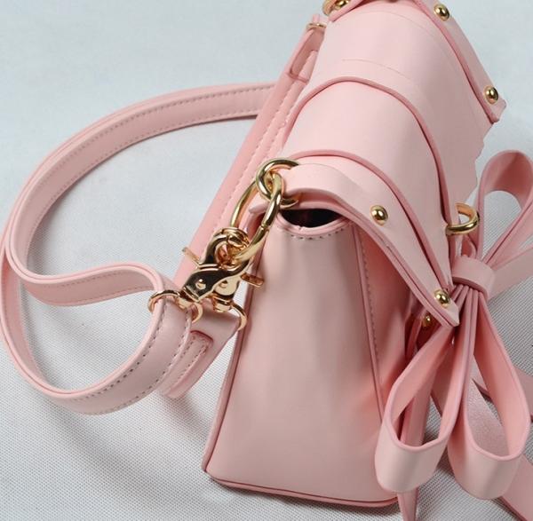 2016 new bow shoulder bag Messenger female European and American fashion pure color pu handbag