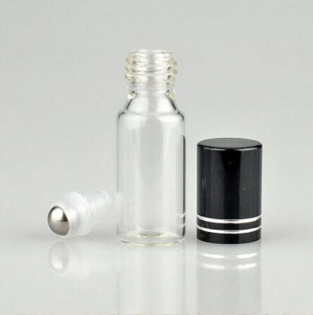 Clear Roll Essential Oil Bottle 5ml 10ml Glass Round Shape Roller Ball Bottle