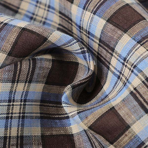 2025 Summer Hot Sale Pure Linen Shirting Fabric Manufactures Lurex Yarn Dyed Grid Fabric with Rich Colors