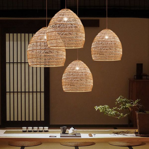 Handmake Rattan Lamp Vintage Hanging Lamps Loft Living Room Dining Room wicker ceiling light(WH-WP-21)