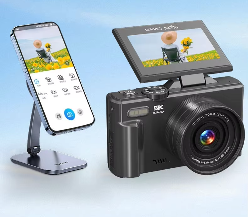 5K HD Travel Vlogging Digital Camera WiFi Flash 180° Rotating Selfie Time Lapse Slow Motion Burst Mode