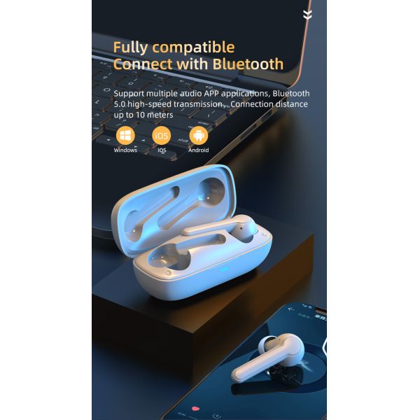 9D TWS Headphones BT5.0 Touch Noise Cancelling Sport Earbuds BASS Sound Earphones