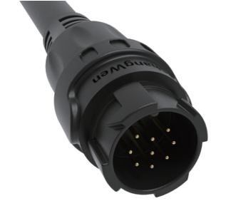 M19 Connector 9pin Black 5A Solder Overmolded Aluminum Alloy Shell Nylon IP67