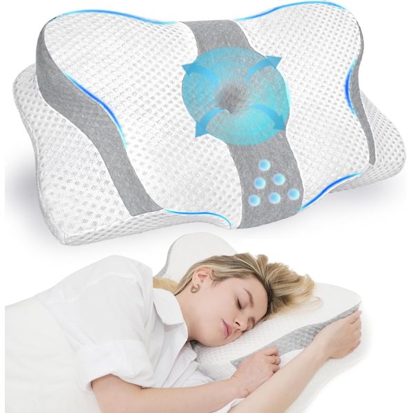 NECK Pain Relief Solution Memory Foam Contour Pillow for Side Back Stomach Sleeper