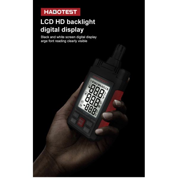 HT607 Medidor de temperatura y humedad digital LCD Laboratorio profesional Termo-higrómetro de granja Medidor de humedad de cobertizo de plástico