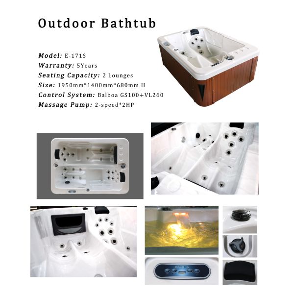 OEM ODM Balboa Control System Traditional Acrylic Hot Tub Outdoor Massage Spa
