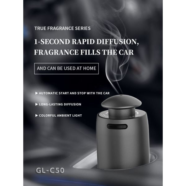 Low-noise Seven-color Ambient Light Car Aroma Diffuser with Aluminum Alloy Body and 10ml Capacity for Cars and Homes