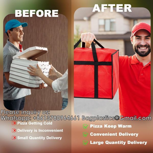 Insulated Pizza Bags For Delivery, Commercial Pizza Warmer Bag, Large Pizza Carrier For Hot And Cold Food, Pizza Delivery Bag, Food Delivery Bag, Insulated Grocery Bags