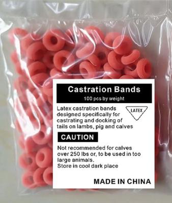 Latex Castration Rings Bands For Goat And Other Animal 100pcs Per Bag Color orange