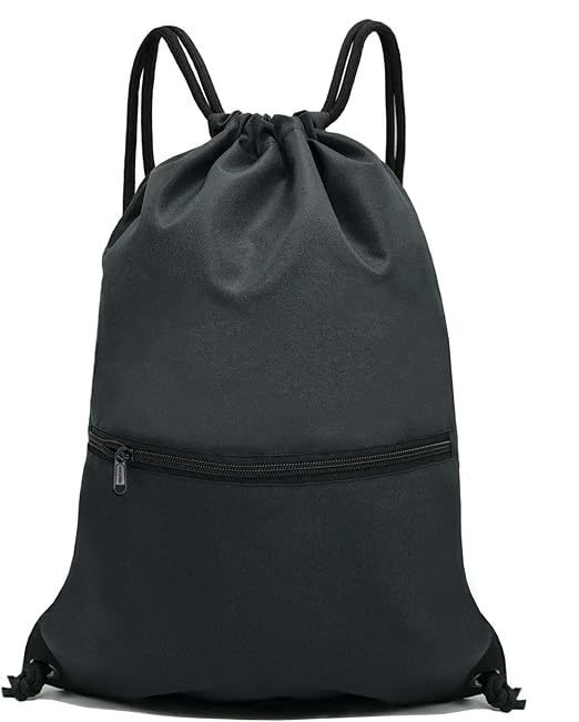 Lightweight Drawstring Backpack with Front Zipper Pocket, Sports Gym Sackpack for Travel, School, Fitness & Daily Use