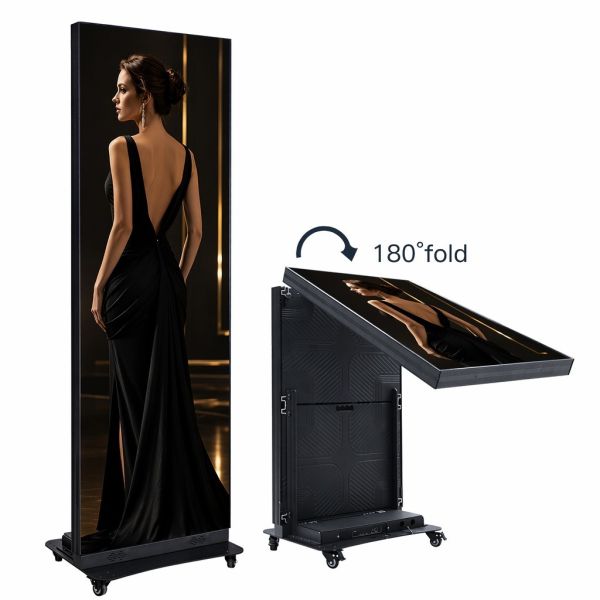 P1.53 Portable Foldable LED Poster Display Pitch Indoor 640x1920mm Aluminum Alloy Standee