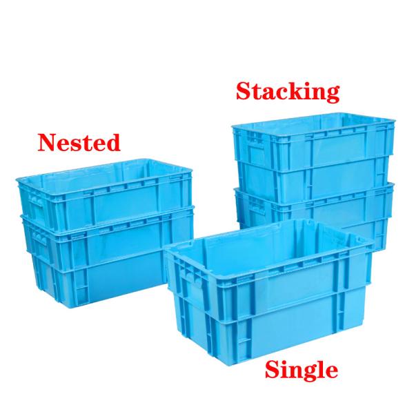 595x395x300mm Solid Plastic Crate Stackable For Moving And Storage Square