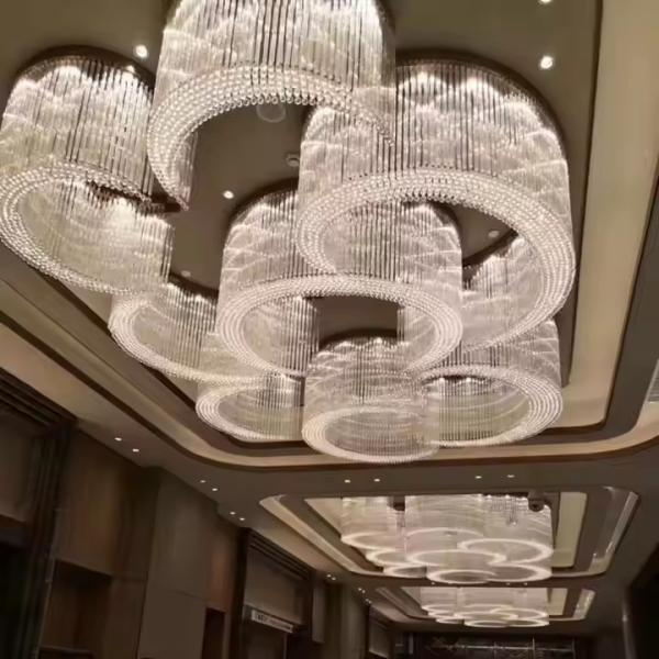 Customized K9 Crystal Chandelier For Hotels Banquet Halls Large Round Oval Shape Flush Mount With Project Installation Service