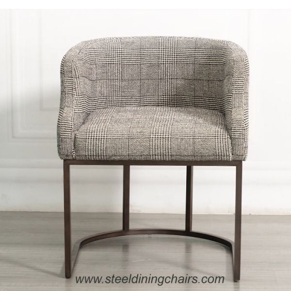 Linen Matte Brass Finished 700mm 600mm Padded Dining Room Chairs