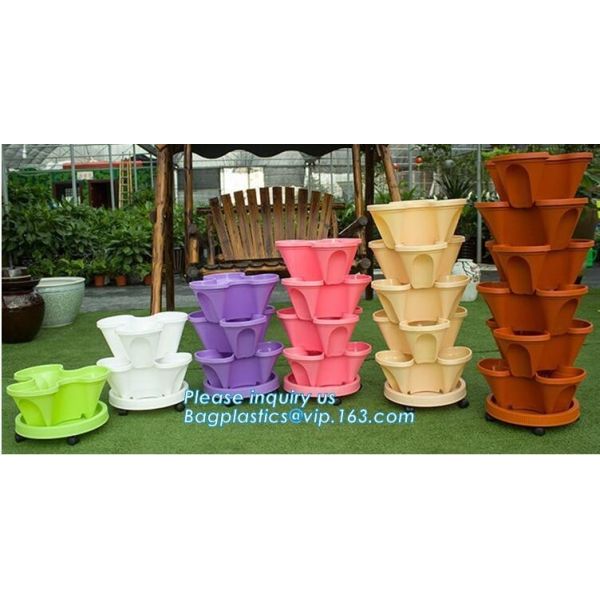 PP Plastic materials hydroponic vertical tower stackable plastic garden pots,vertical tower farming use stacking planter