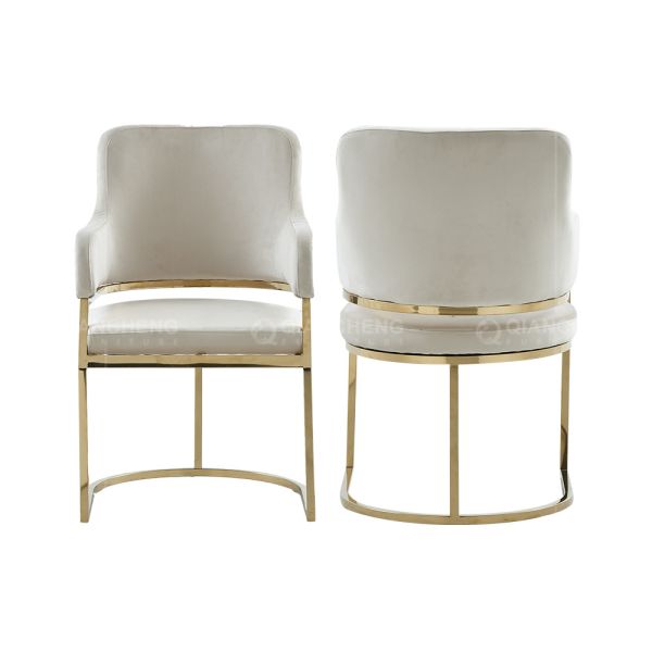 Metal Frame 54x58x84cm European Style Dining Chair 10kg with flannel seat cushion