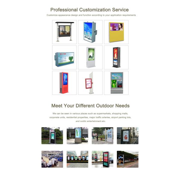55 Inch Triple Screen Outdoor LCD Advertising Display with 3000 cd/m² Brightness and IP67 Waterproof Rating