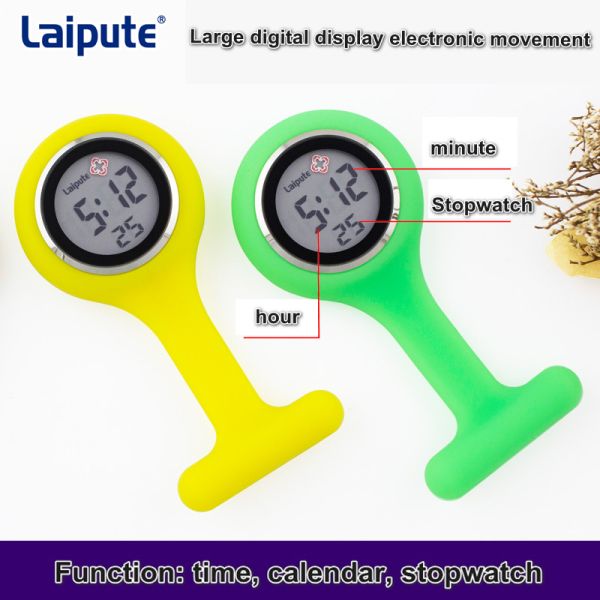 Pin Buckle Digital Fob Watch Electronic Display Skin Friendly Silicone Nurse Watch