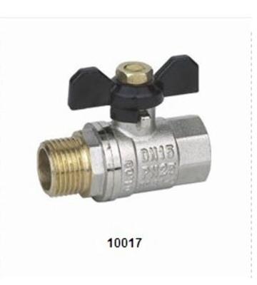 10017 Brass Ball Valve  with butterfly handle and Nickel plating 25Bar