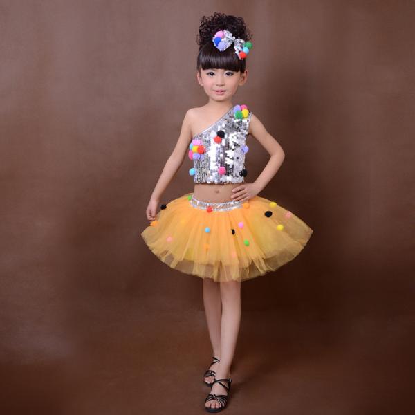 New style girl's sequins jazz performance stage dance costumes bitter fleabane gauze skirt