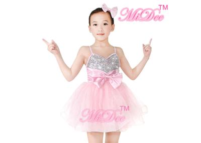 Kids Ballet Dance Costume Party Pink Dress Camisole Sequin Big Bow For Girls