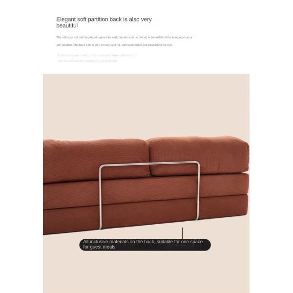 Modern Compression Sofa Set Fully Removable Fabric Sponge Filled Straight Legs Stainless Steel School Living Room Sofa Bed