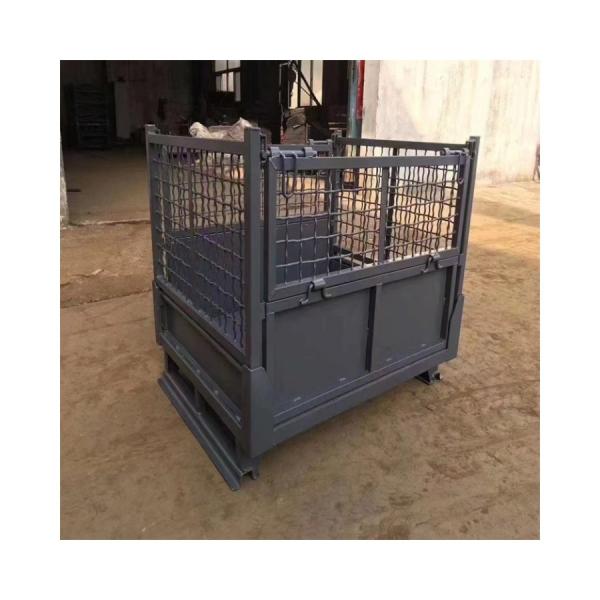 Forklift Collapsible Metal Storage Box , Stackable Metal Cage Containers Rack Bin