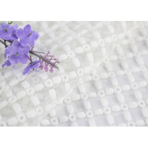 Milk Silk Eyelet Design Embroidered Mesh Lace Fabric By The Yard For Bridal Dresses