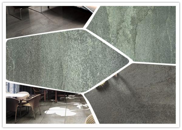 Inkjet Porcelain Bathroom Floor Tile , Stone Look Blue Slate Porcelain Tile