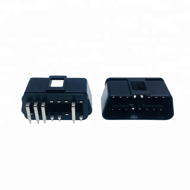 Customized ABS Plastic Right Angle Male OBD2 PCB Connector for Automotive Repair Tools and Customized Special Features