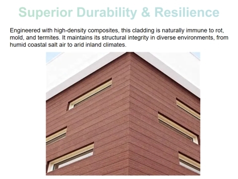 Weatherproof Co Extruded WPC Cladding Shields Commercial Facades