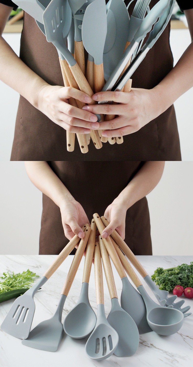 не шпатель силикона ручки 13Pcs установил с деревянной ручкой