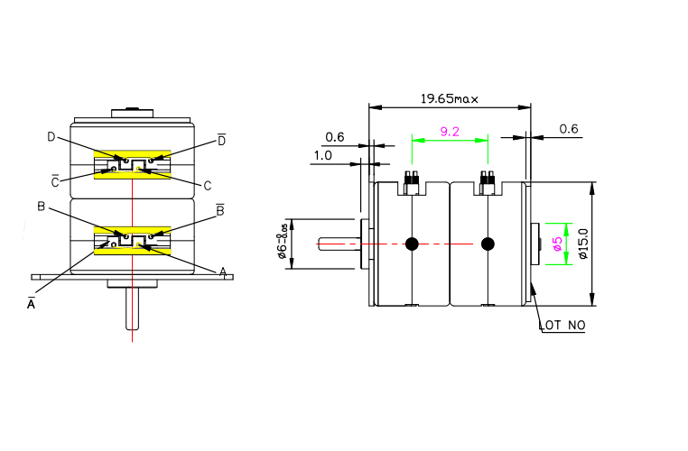 Medical Equipment Electric Stepper Motors , 15mm micro Double Stepper Motor dc motor permanent magnet VSM15P-231