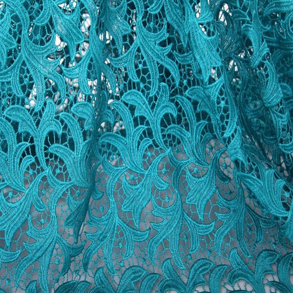 Teal green plain design high quality african cord lace 2015