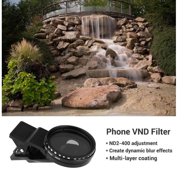 Clip On Phone Camera Filter 37mm Variable ND Filter For Mobile