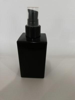 120 ML Black Cosmetic Containers , Square Pump Cosmetic Lotion Bottles