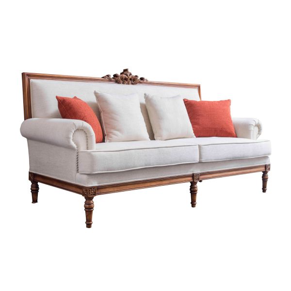 Lobby Sofa Set of European leisure style Fabric upholstered sofa chairs used wood in white painting
