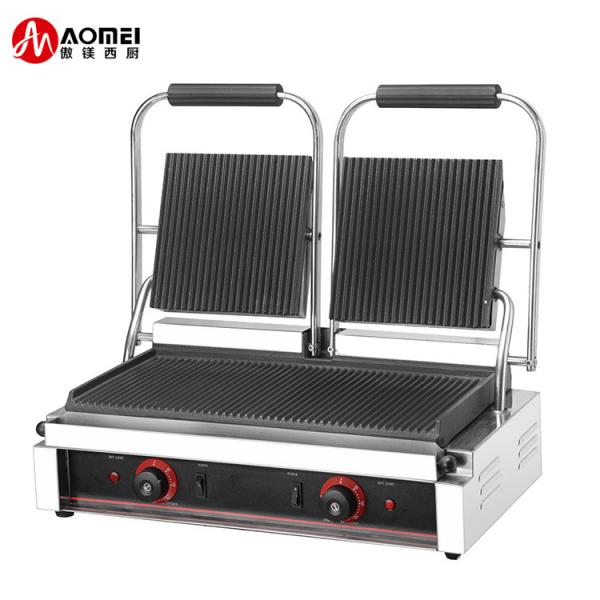 3600W Grill de contacto comercial de mesa em prata preta